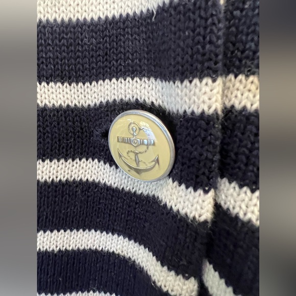 BROOKS BROTHERS Navy Blue White Nautical Boat Anchor Sweater Jacket~M - Picture 5 of 6
